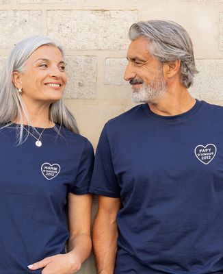 Papy d'amour et coeur brodé personnalisé