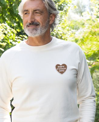 Sweatshirt homme Papy d'amour et coeur brodé personnalisé - Cadeaux Papy, Cadeaux Couple
