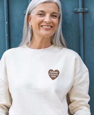 Sweatshirt femme Mamie d'amour et coeur brodé personnalisé - Cadeaux Papy, Cadeaux Couple