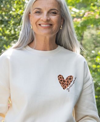 Women's sweatshirt Personalized Leopard Granny heart