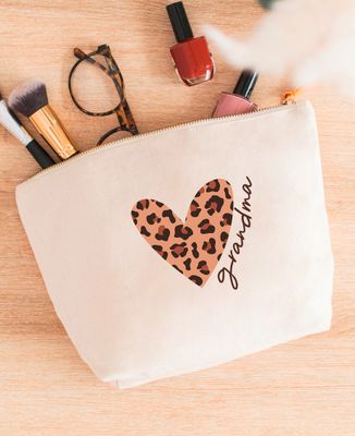Pouches & makeup bags Personalized Leopard Grandma heart