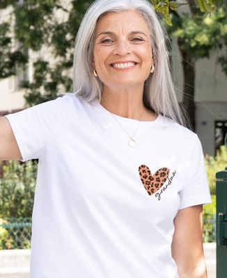 Women's T-Shirt Personalized Leopard Grandma heart