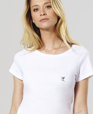Dames-T-shirt Skiër (geborduurd) - Sport