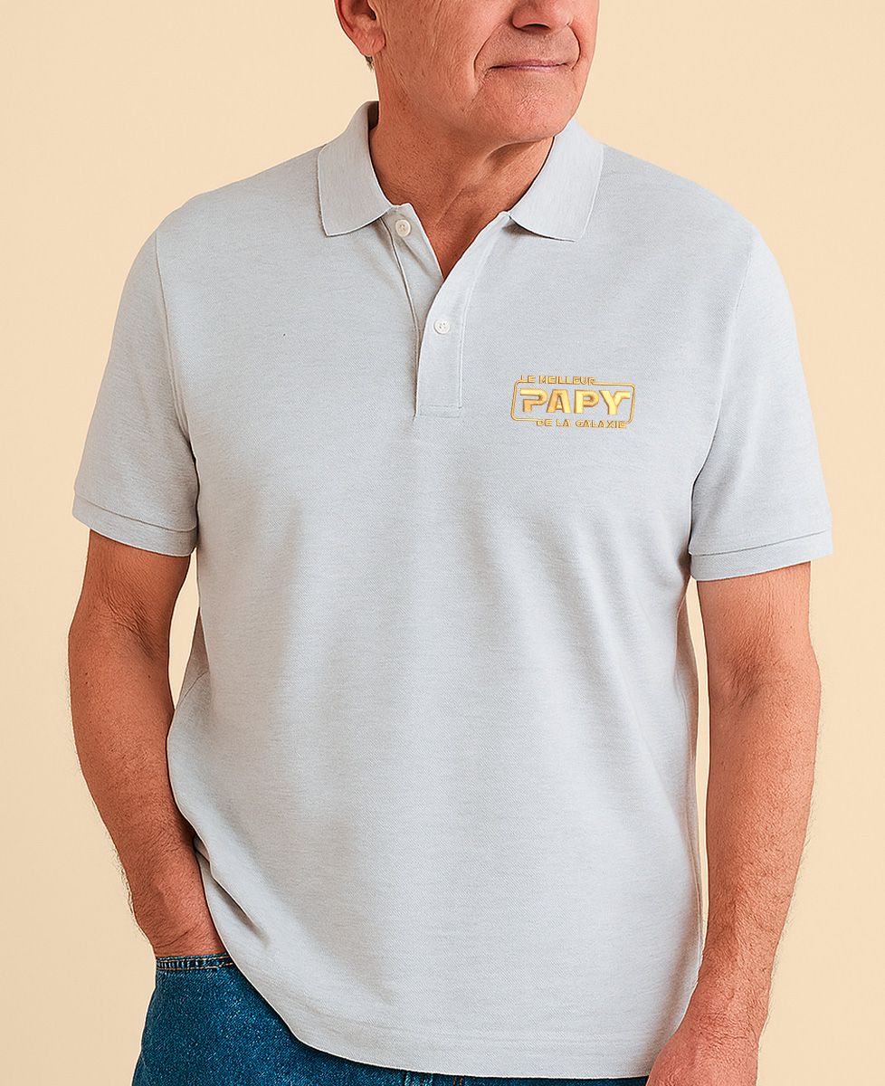 Polo homme Le meilleur Papy de la galaxie (brodé)