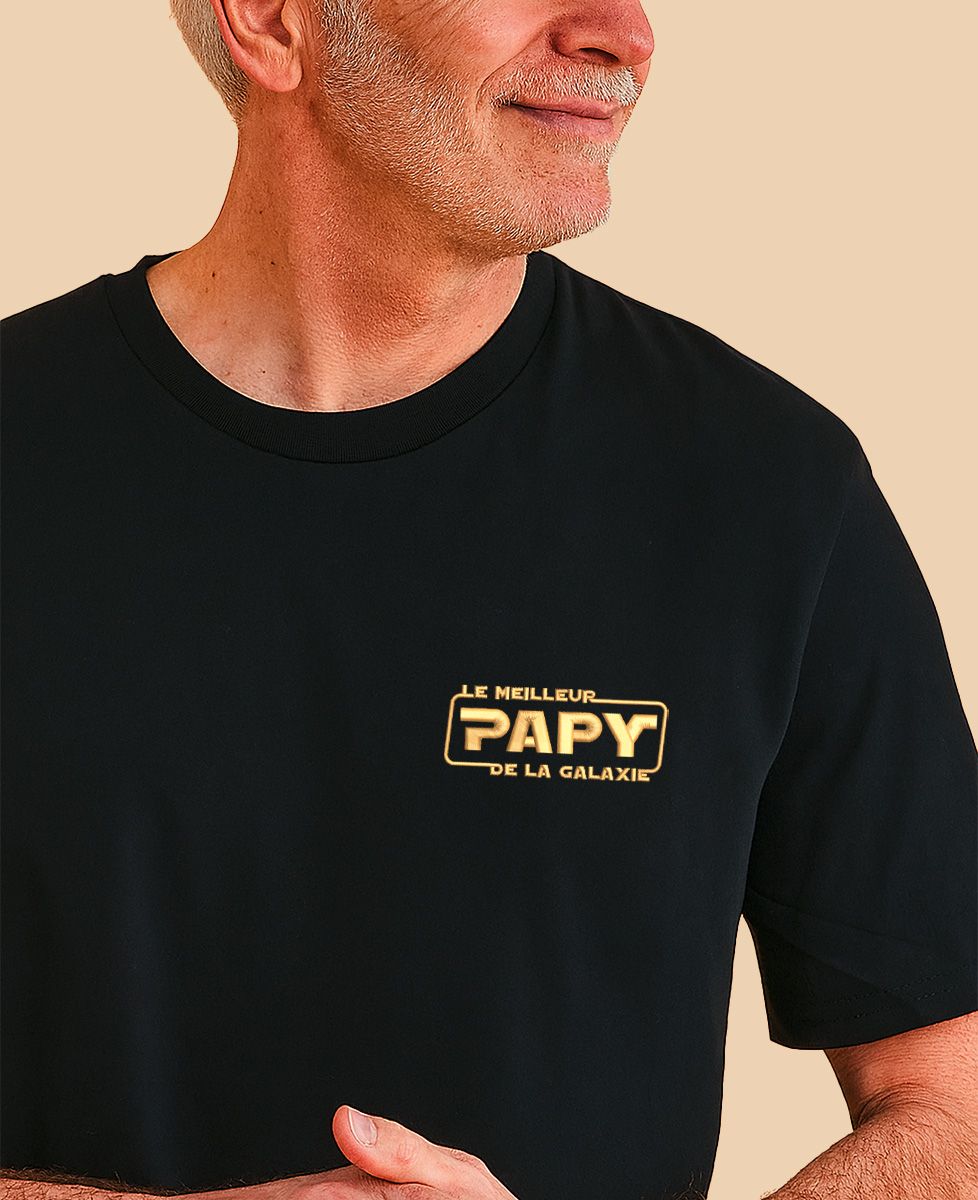 T-shirt homme Le meilleur Papy de la galaxie (brodé)