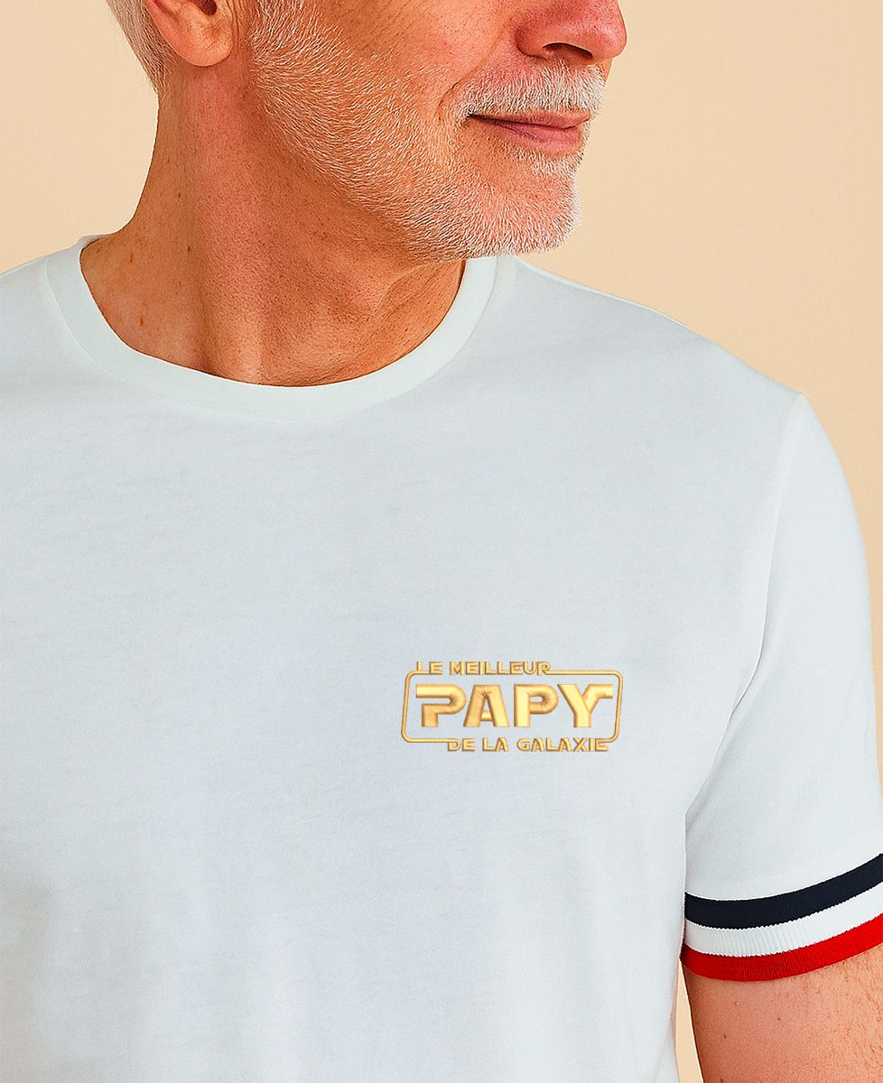 T-shirt homme recyclé Filgood Le meilleur Papy de la galaxie (brodé)