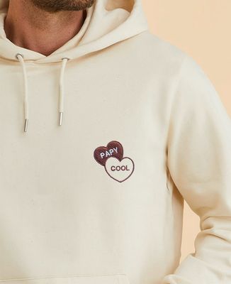 Hoodie homme Papy cool dans deux coeurs brodés - Cadeaux Papy