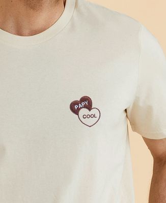 T-shirt homme Papy cool dans deux coeurs brodés - Cadeaux Papy