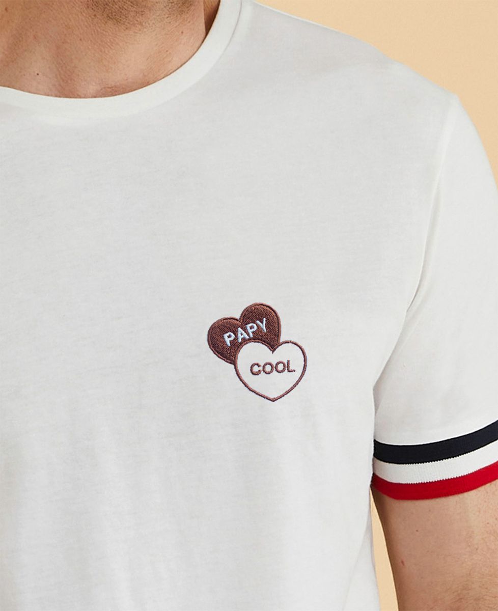 T-shirt homme recyclé Filgood Papy cool dans deux coeurs brodés - Cadeaux Papy
