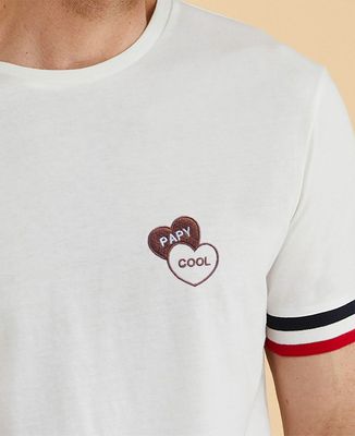 T-shirt homme recyclé Filgood Papy cool dans deux coeurs brodés - Cadeaux Papy