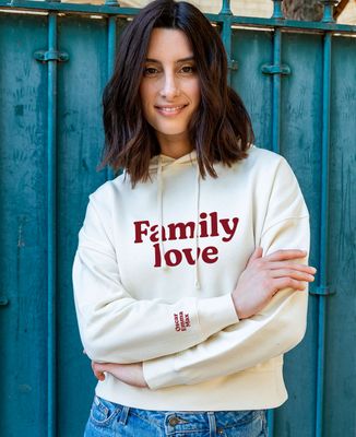 Women's Hoodie Family love and first names on the sleeve