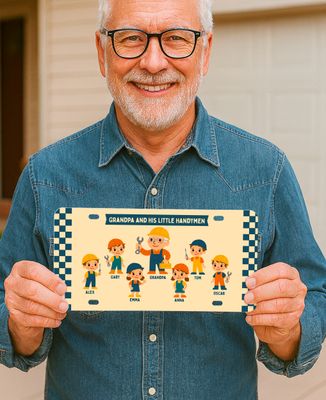 Decorative license plate Grandpa and his little custom mechanics - Papy's gift