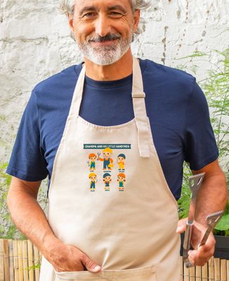 Apron with pocket Grandpa and his little custom mechanics - Papy's gift