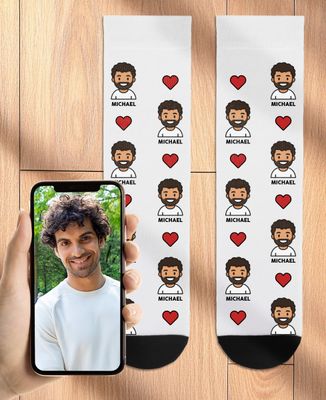 Unisex socks Monsieur TSHIRT action figure from your photo