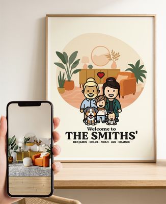 Poster Family figurine and personalized decor from your photo