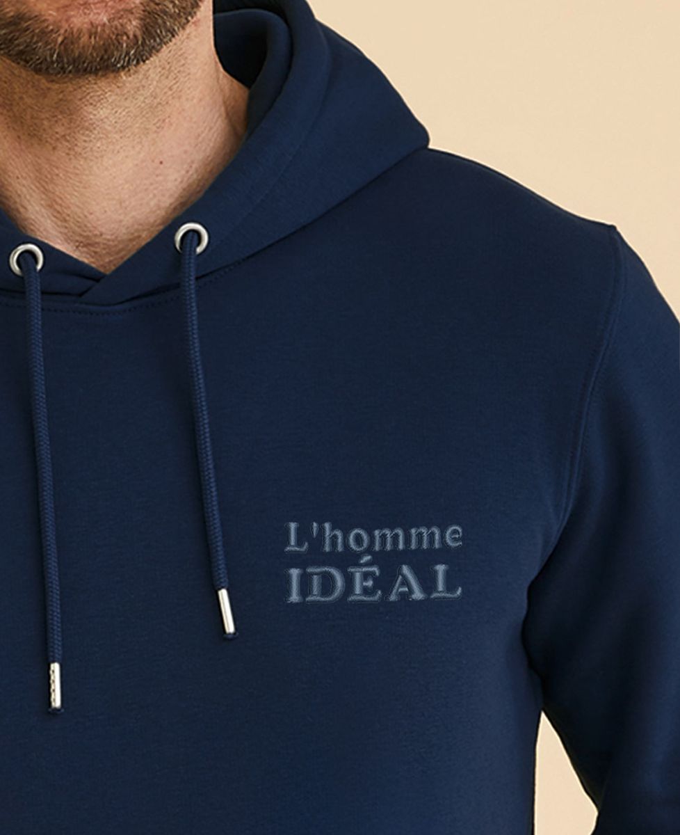 Hoodie homme L'homme idéal ton sur ton (brodé) - Cadeaux Papa, Cadeaux Papy