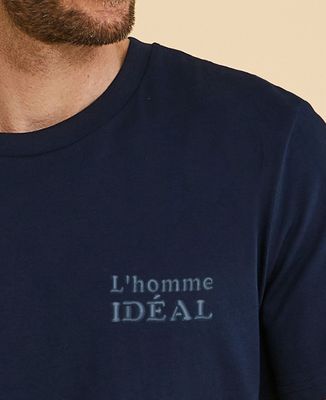 T-shirt homme L'homme idéal ton sur ton (brodé) - Cadeaux Papa, Cadeaux Papy