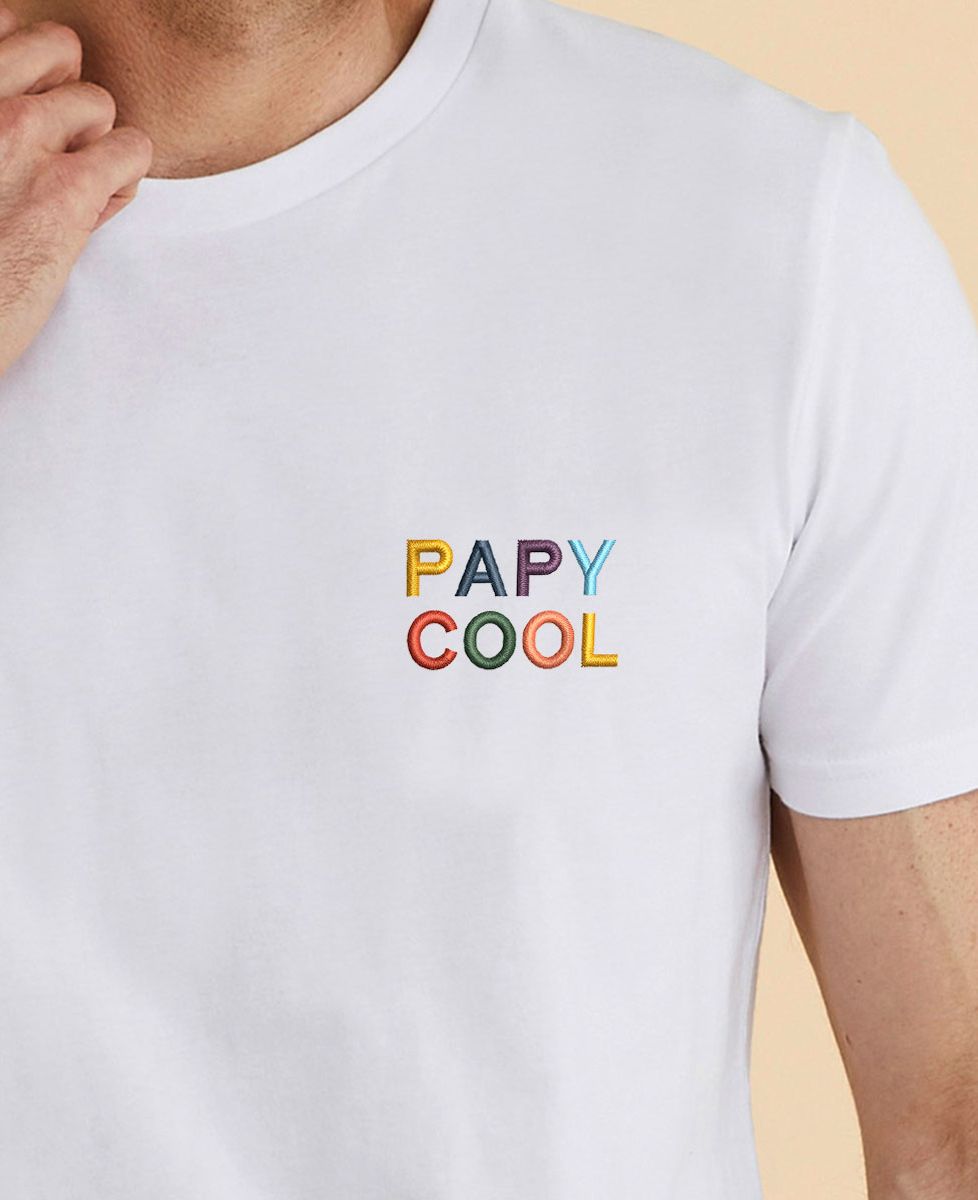 T-shirt homme Papy Cool multicolore (brodé) - Cadeaux Papy
