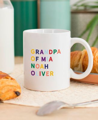 Mug Grandpa / Granny of multicolored embroidered names - Papy's gift, Grandma's gifts