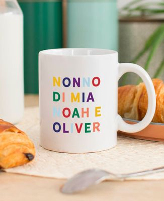 Tazza Nonna/nonno con nomi ricamati multicolore - Regali per il nonno, Regali per la nonna