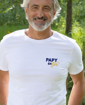T-shirt homme Papy en or (brodé) - Cadeaux Papy