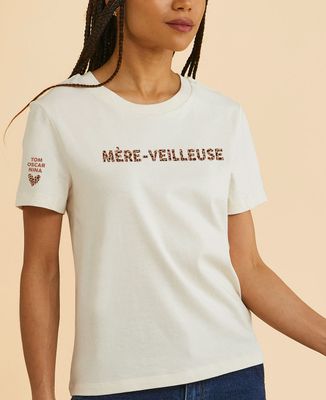 T-shirt femme Mère-veilleuse léopard et prénoms sur la manche