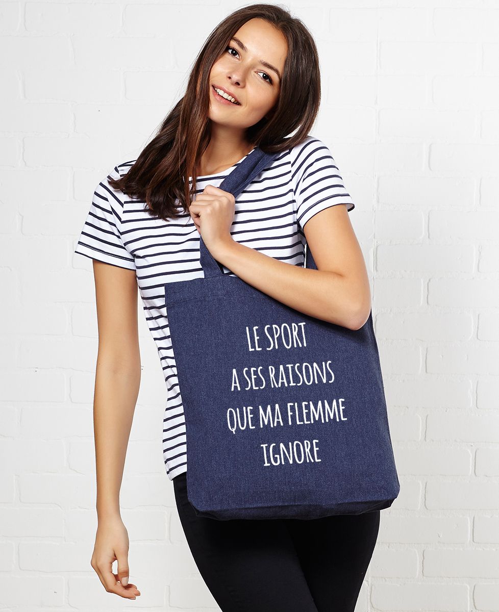 Tote bag Le sport a ses raisons que ma flemme ignore - Sport
