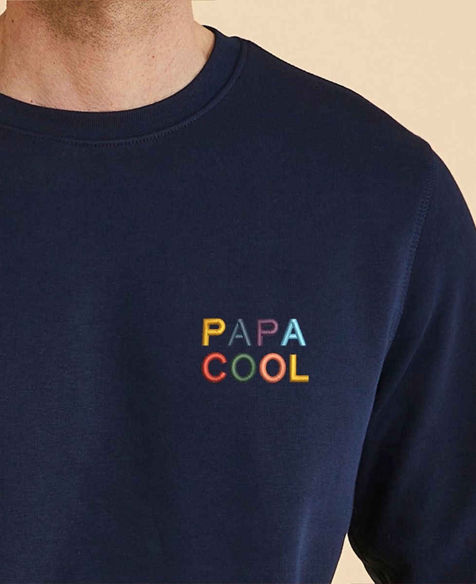Sweatshirt homme Papa cool multicolore (brodé) - Cadeaux Papa