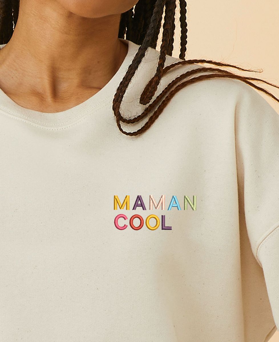 Sweatshirt femme Maman cool multicolore (brodé) - Cadeaux Maman