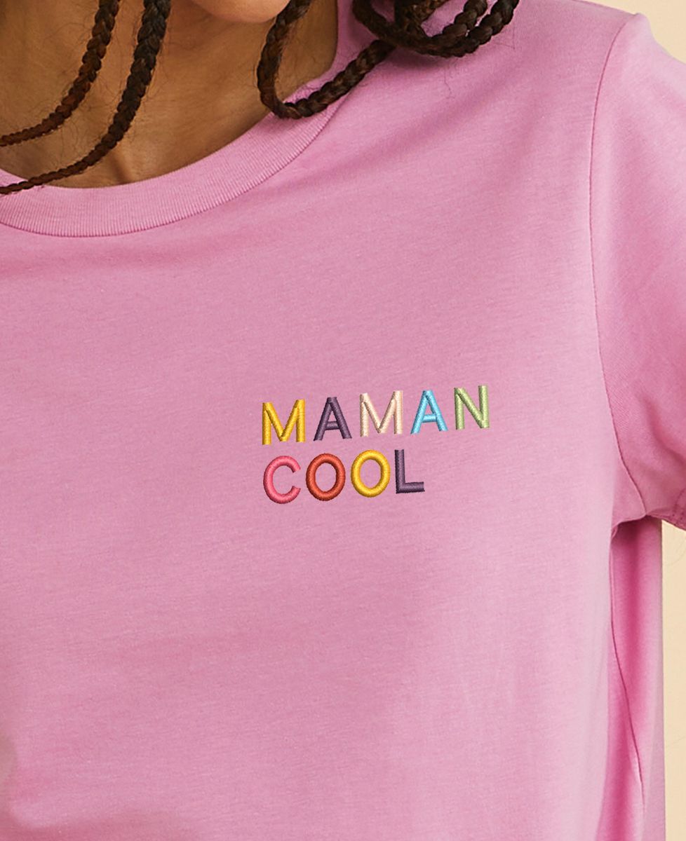 T-shirt femme Maman cool multicolore (brodé) - Cadeaux Maman