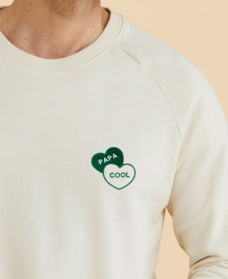 Sweatshirt homme Papa cool dans deux coeurs brodés - Cadeaux Papa
