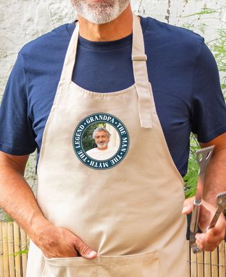 Apron with pocket Grandpa, the man, the myth, the legend and personalized photo - Papy's gift