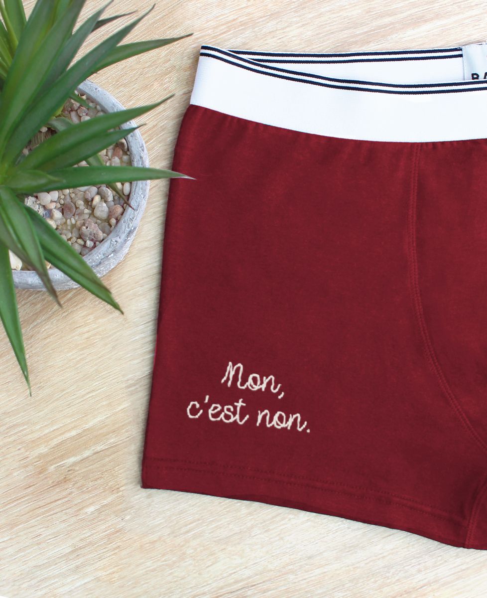 Boxer Non, c'est non. (brodé) - Cadeaux Couple