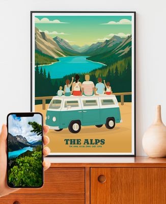 Poster Family van and personalized decor from your photo