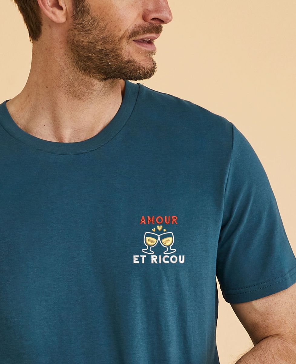 T-shirt homme Amour et ricou (brodé) - Apéro