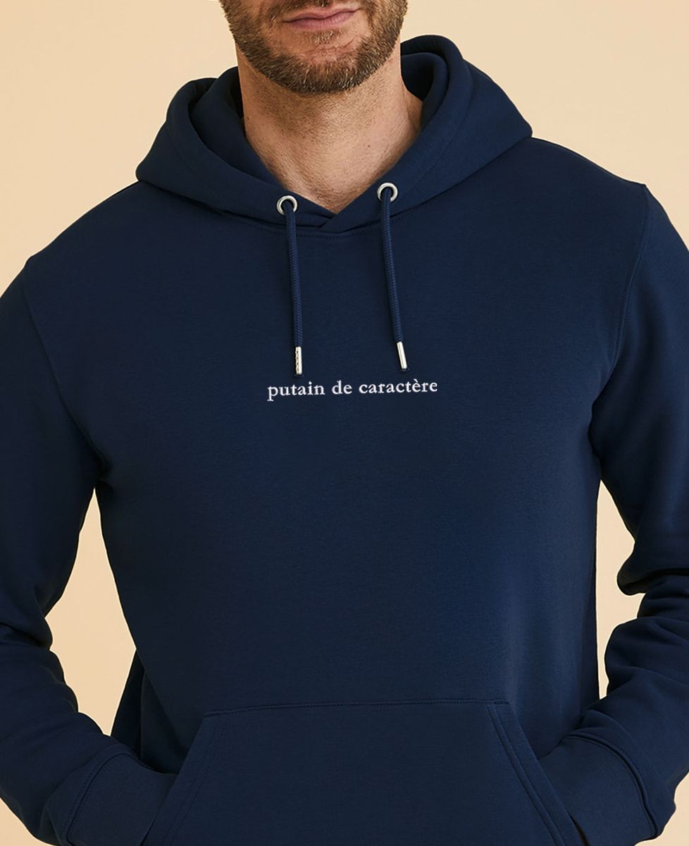 Hoodie homme Putain de caractère (brodé)