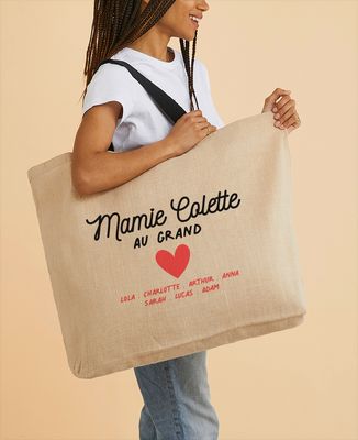Sac XXL Mamie au grand coeur personnalisé - Cadeaux Mamie