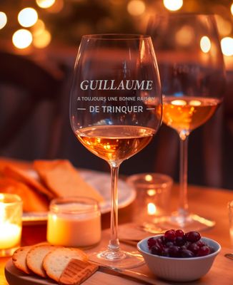 Verre à vin Prénom a toujours une bonne raison de trinquer - Apéro, Mariage