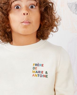 Sweatshirt enfant Frère de prénoms multicolore brodé - Cadeaux Frère