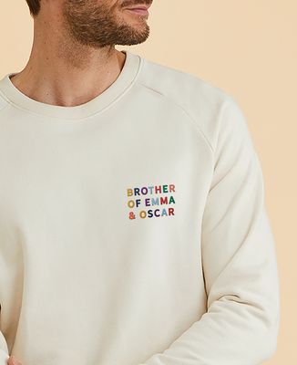 Men's sweatshirt Embroidered multicolored first-name brothers - Brother's gifts