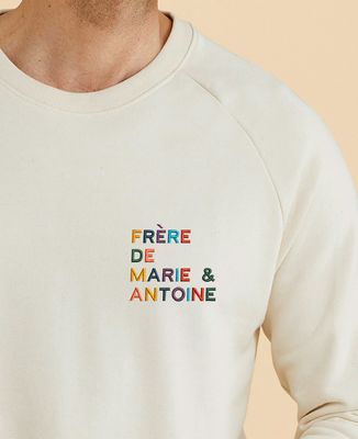 Sweatshirt homme Frère de prénoms multicolore brodé - Cadeaux Frère