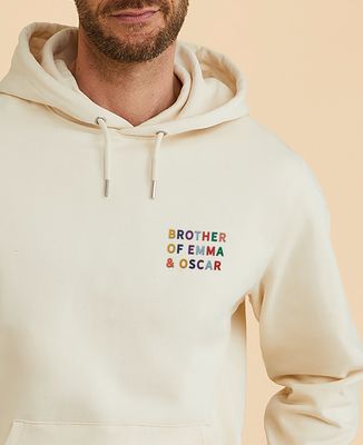 Men's hoodie Embroidered multicolored first-name brothers - Brother's gifts