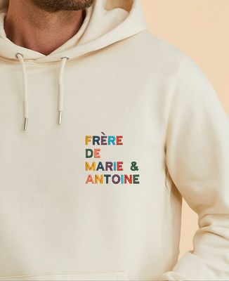 Hoodie homme Frère de prénoms multicolore brodé - Cadeaux Frère