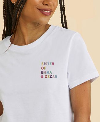 Women's T-Shirt Embroidered multicolored name sister - Sister Gift