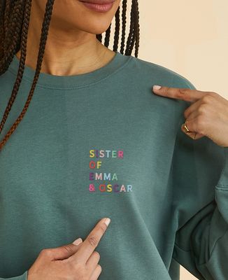 Women's sweatshirt Embroidered multicolored name sister - Sister Gift