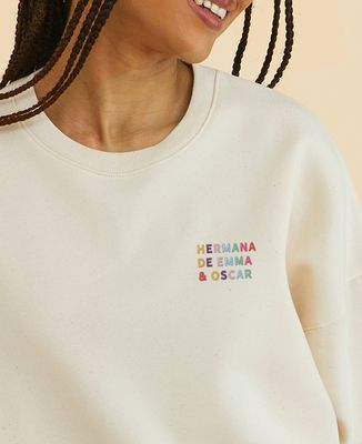 Sudadera de mujer Hermana de nombres bordados multicolores - Regalo de la hermana
