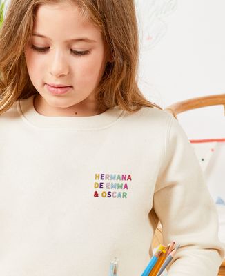 Sudadera para niños Hermana de nombres bordados multicolores - Regalo de la hermana