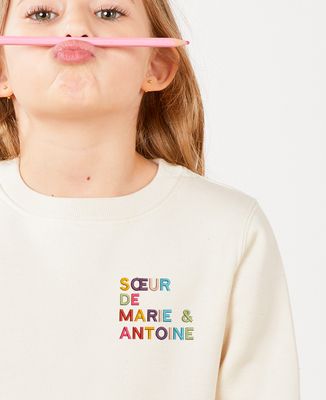 Sweatshirt enfant Soeur de prénoms multicolore brodé - Cadeau Soeur