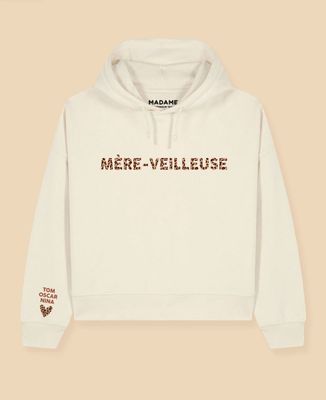 Hoodie femme Mère-veilleuse léopard et prénoms sur la manche