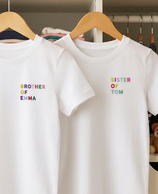 Child T-Shirt Embroidered multicolored first-name brothers - Brother's gifts